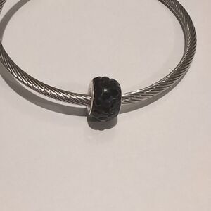 Silver Black with Black Rhinestones Charm for Pandora‎ Style Bracelet